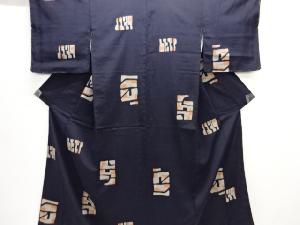 大正ロマン　抽象模様織り出しお召着物